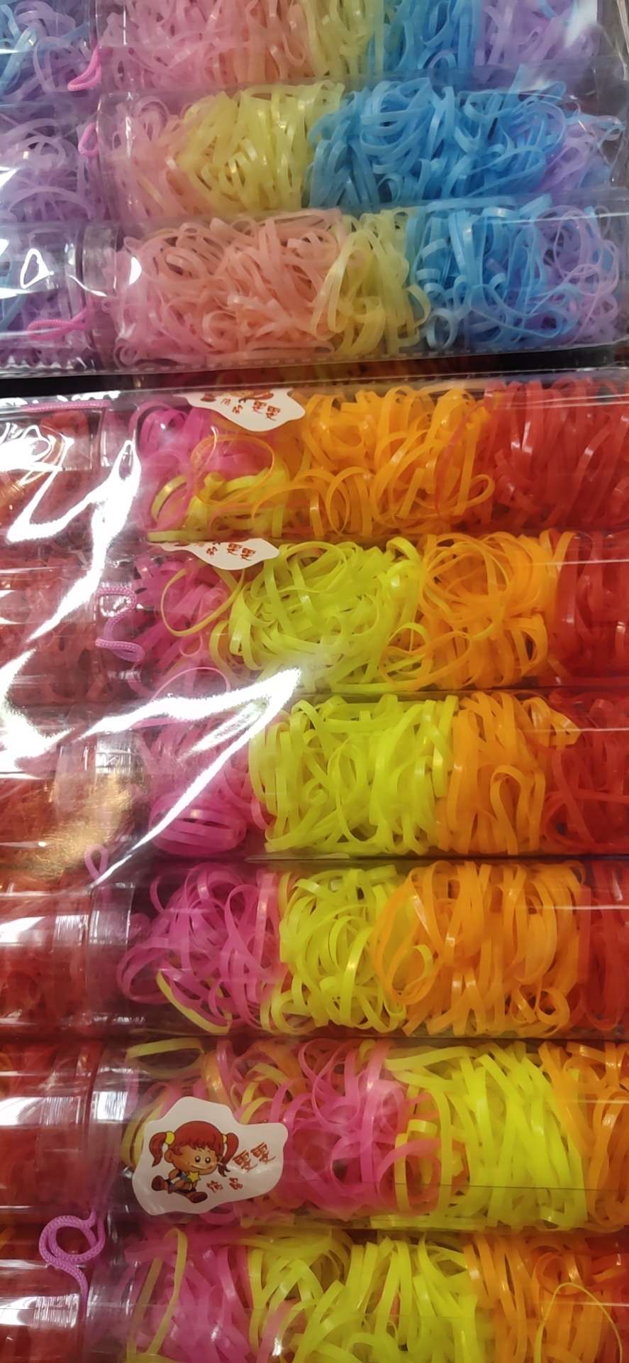 一次性橡皮筋中筒 糖果色儿童多彩皮筋发圈发绳中筒装发饰 ht