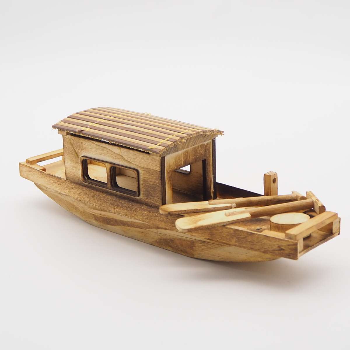 Wooden craft toy black-covered boat Specification image