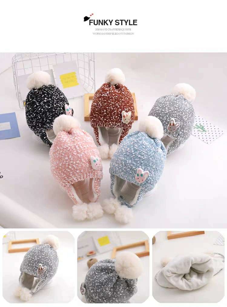 Baby wool hat ear-wrap cap single hat, fashion cute snowflake rabbit style thumbnail