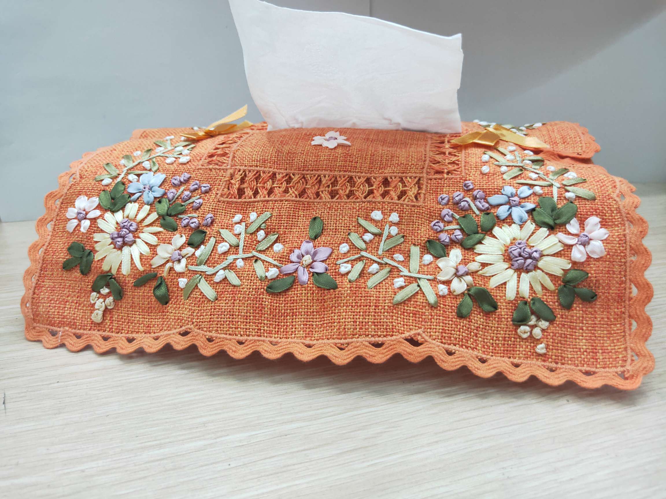 手工镂空麻丝带绣花花边纸巾