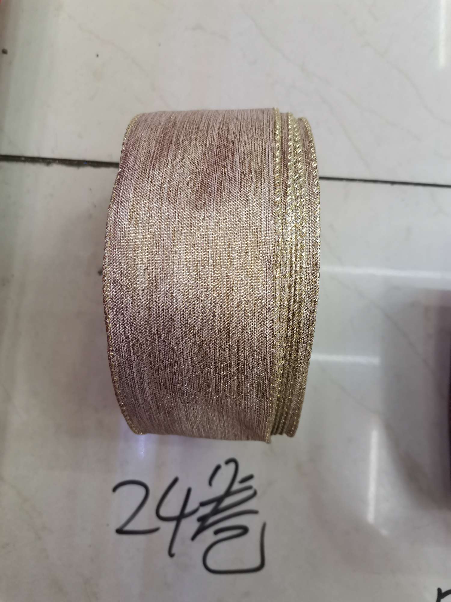 6.3CMx100 size fine linen gold thread ribbon
