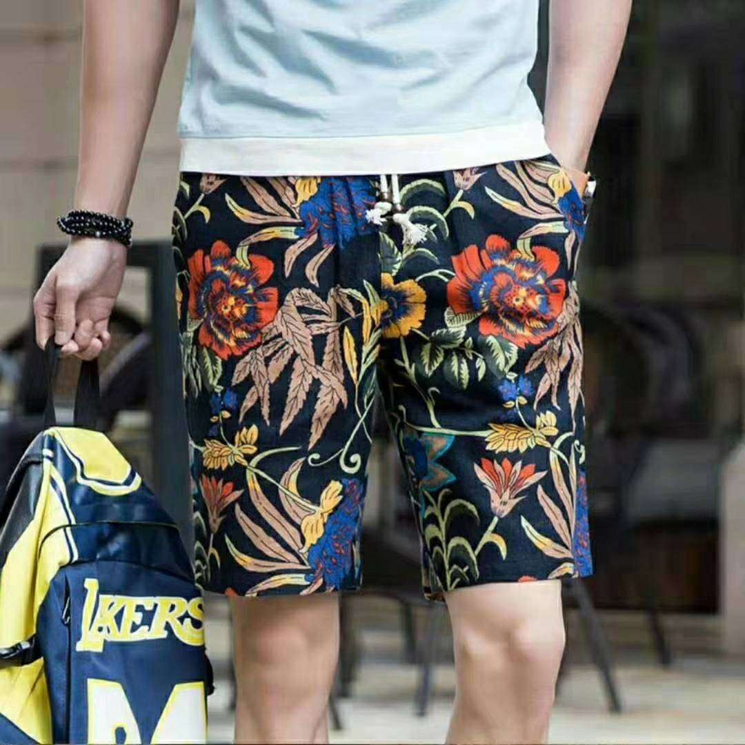 Korean Cotton And Linen Five Quarter Beach Pants With Fat And Big Shorts