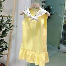 黄色 针织棉连衣裙