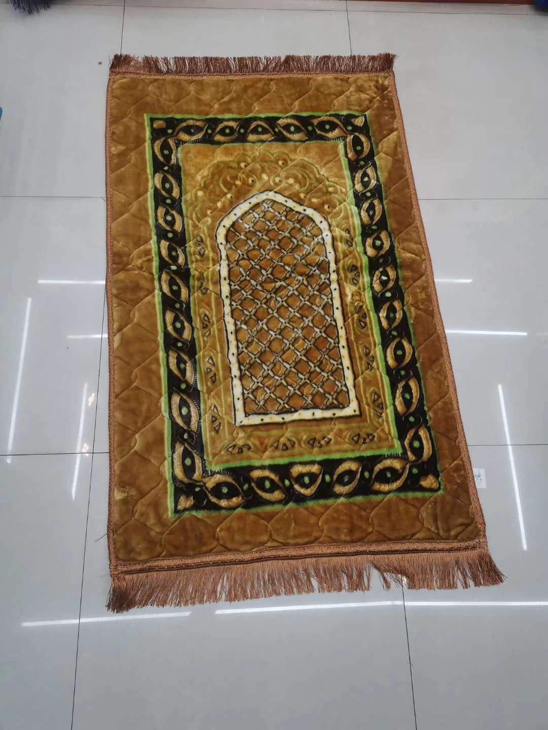 清真图案伊斯兰地毯地垫礼拜毯朝拜毯黄