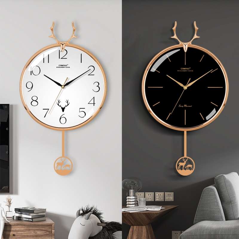 钟表挂钟客厅北欧鹿头简约创意挂表时钟挂墙石英钟家用时尚图
