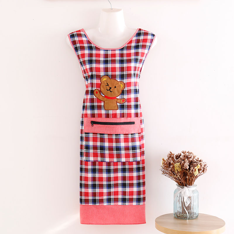 Apron women's cotton kitchen lengthened oilproof protective vest sleeveless smock Korean version fashionable household work clothes thumbnail