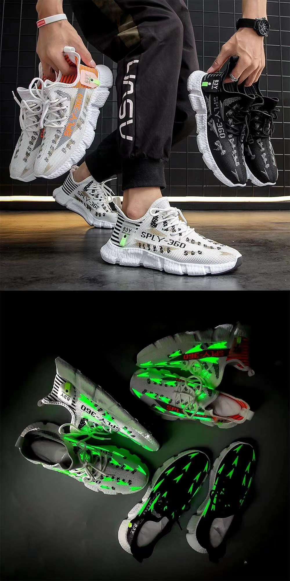 In the autumn of 2020 with luminous men 's shoes fly woven breathable and comfortable shoes 🔥