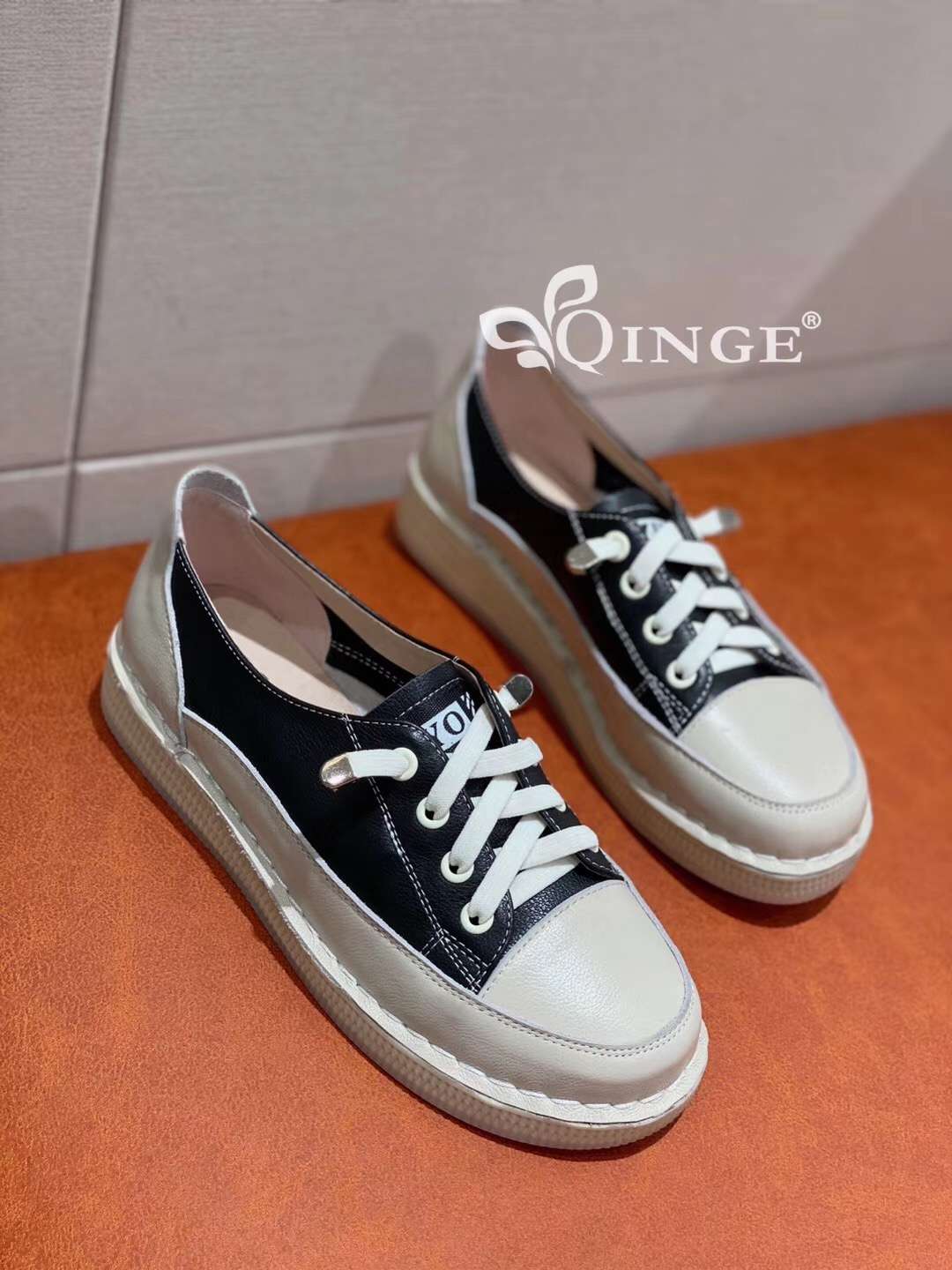 New South Korean soft leather lacing flat breathable leisure non-slip single shoes thumbnail