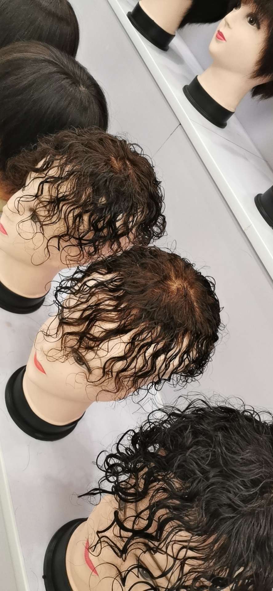 100% hand-knitted real human hair, ladies' hair blocks, curly hair Specification image