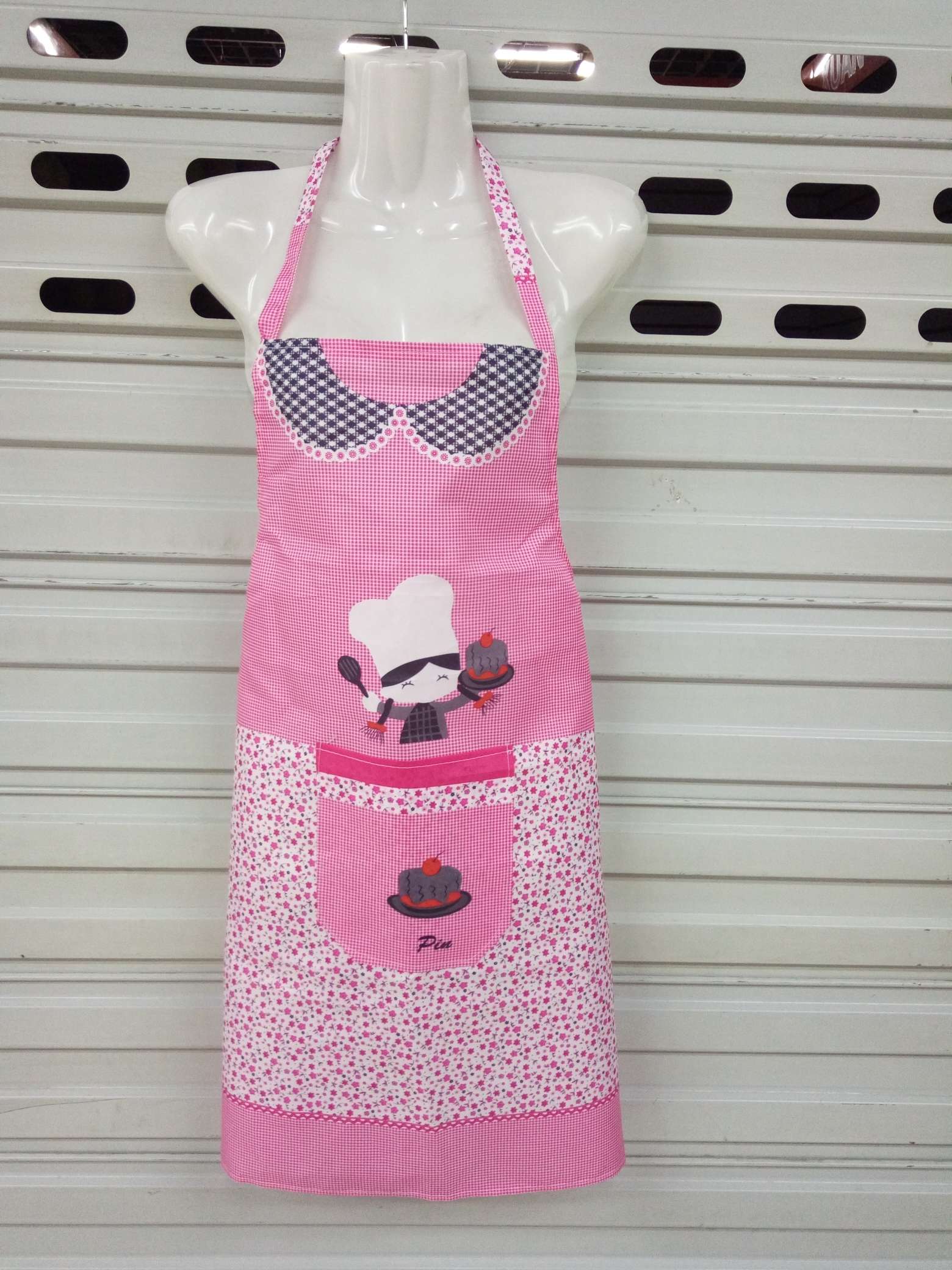 Flat Peach Apron Chef Hat