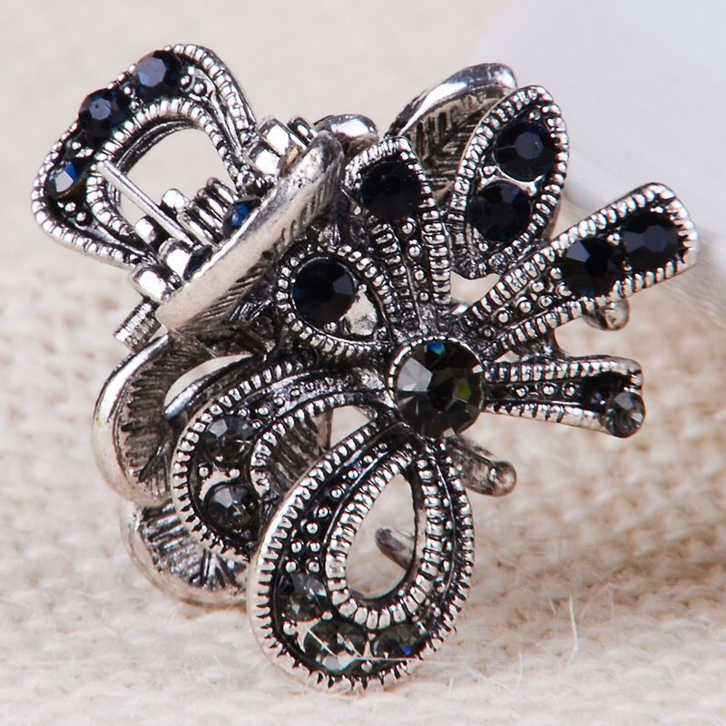 Small hair clip ancient silver clip water drill small bangs clip hair clip top clip hair clip headdress clip clip 2.5cm thumbnail
