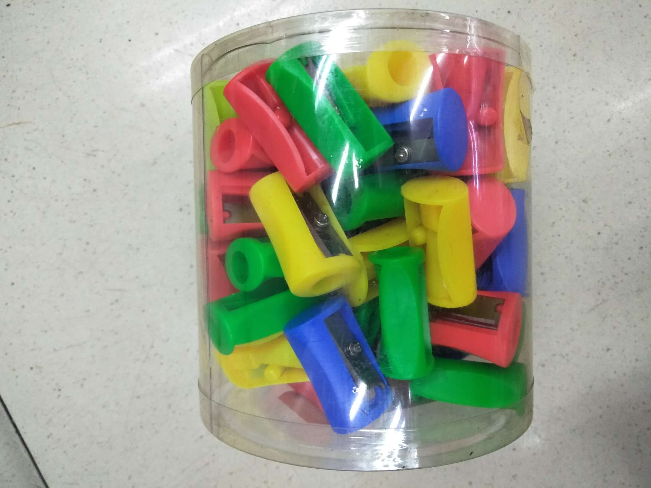 Small pillow pencil sharpener in PVC barrel thumbnail