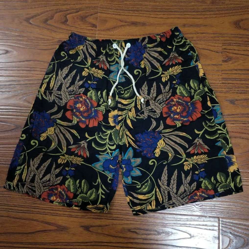 Korean Cotton And Linen Five Quarter Beach Pants With Fat And Big Shorts undefined