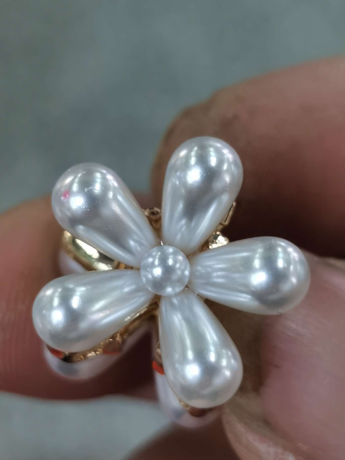 Grab grab flower head petal top clip, popular small hair accessory, flower 5-side clip, hair clip, pearl, Korean Instagram bangs undefined
