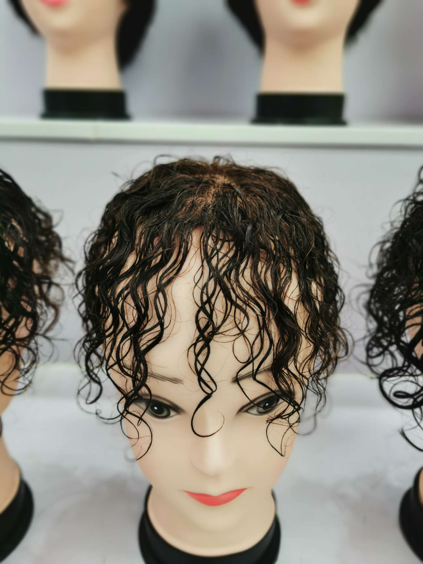 100% hand-knitted real human hair, ladies' hair blocks, curly hair undefined