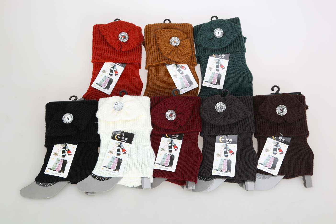 Autumn and winter knitted bow boot covers