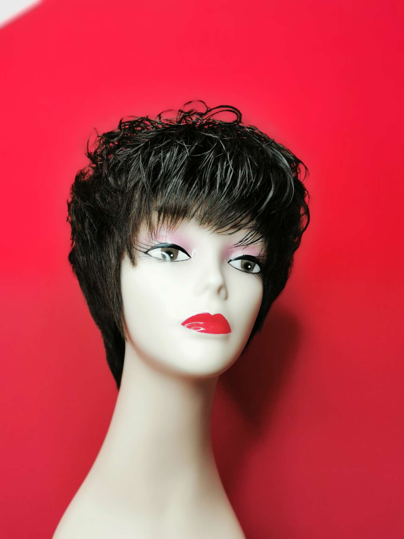 100% hand-knitted real human hair, ladies' headwear mom style, curly hair undefined