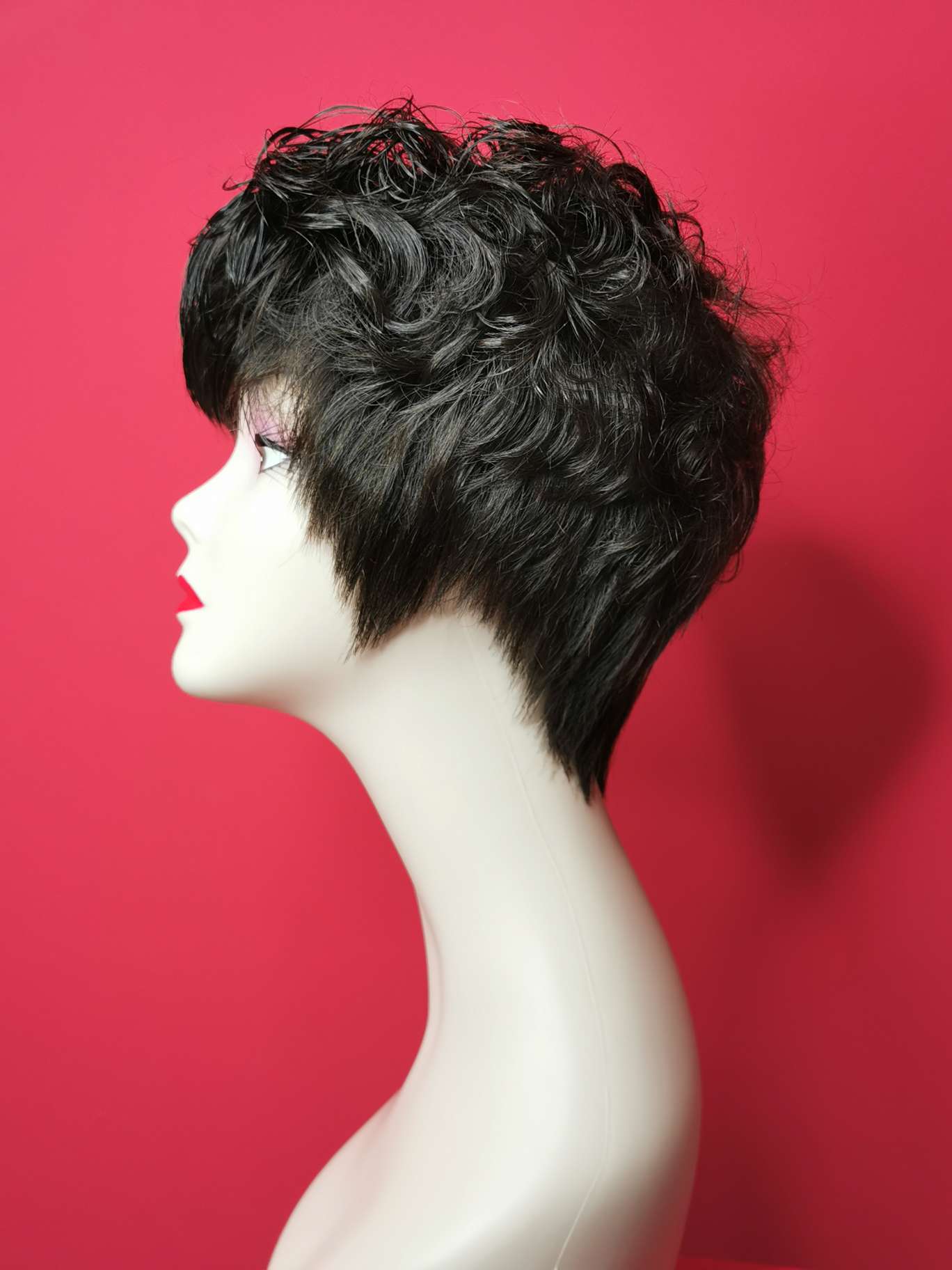 100% hand-knitted real human hair, ladies' headwear mom style, curly hair undefined