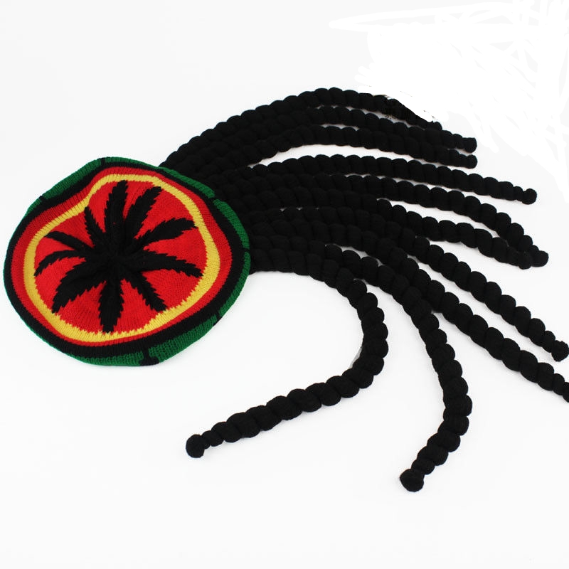 Beret Hat Halloween Decorative Hat Jamaican Reggae Hat Knitted Fake Braid Yarn Application Scenario
