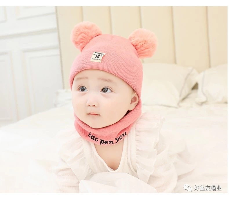 婴儿帽子0-3-6-12个月男女宝宝毛线帽加厚保暖围脖新生儿帽子秋冬详情图7