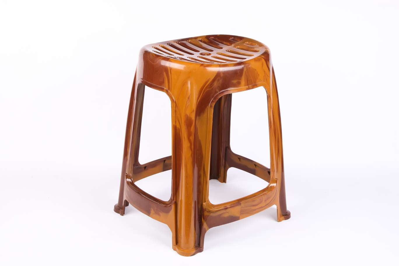 精品家居塑料板凳彩色仿木纹方凳成人四脚方凳防滑耐摔