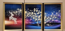 现代抽象沙发背景三联画餐厅三联晶瓷晶钻画