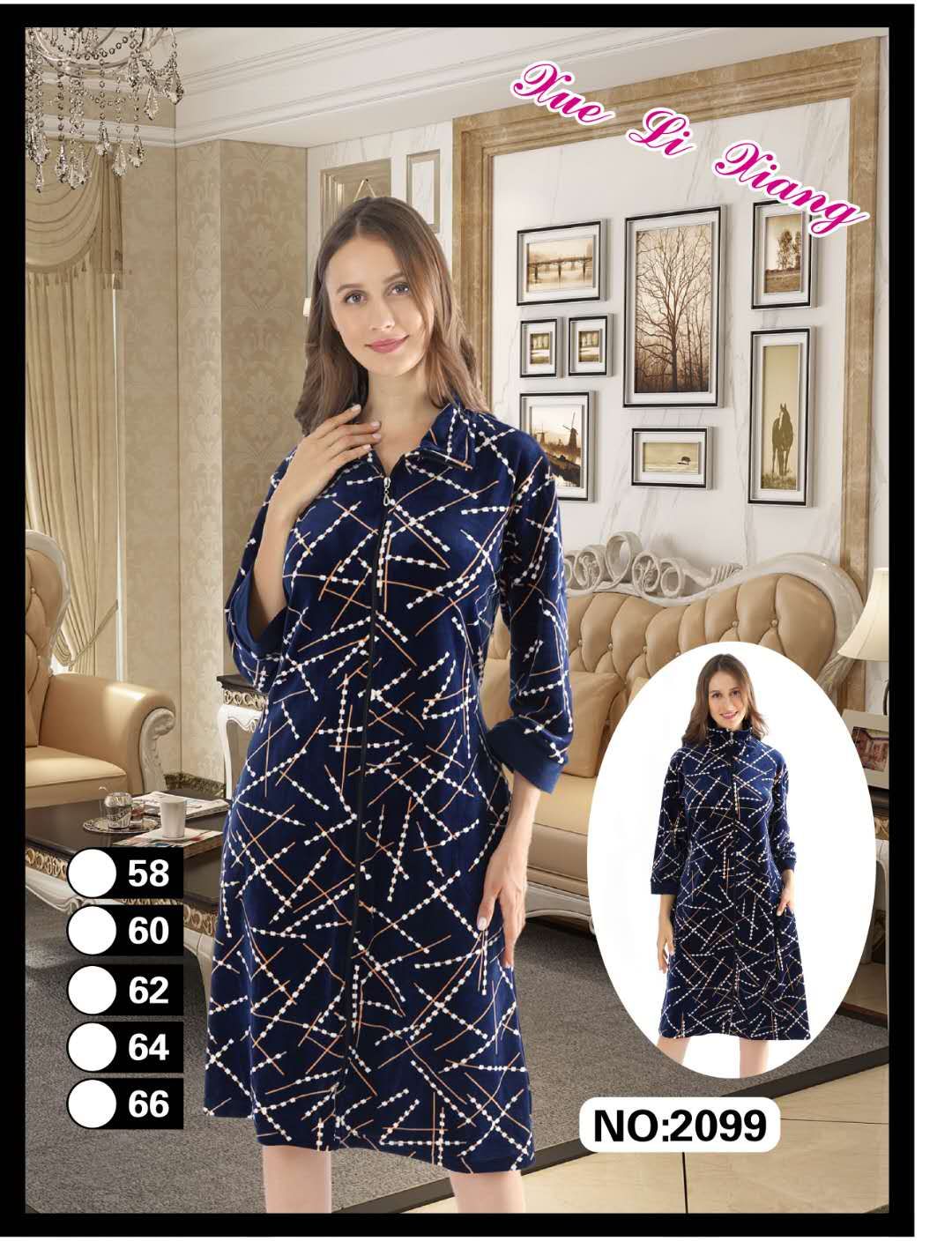 Plate-size women's autumn and winter seven-inch long-sleeved long dress, square collar, round collar, Central Asian and Middle Eastern style home pajamas