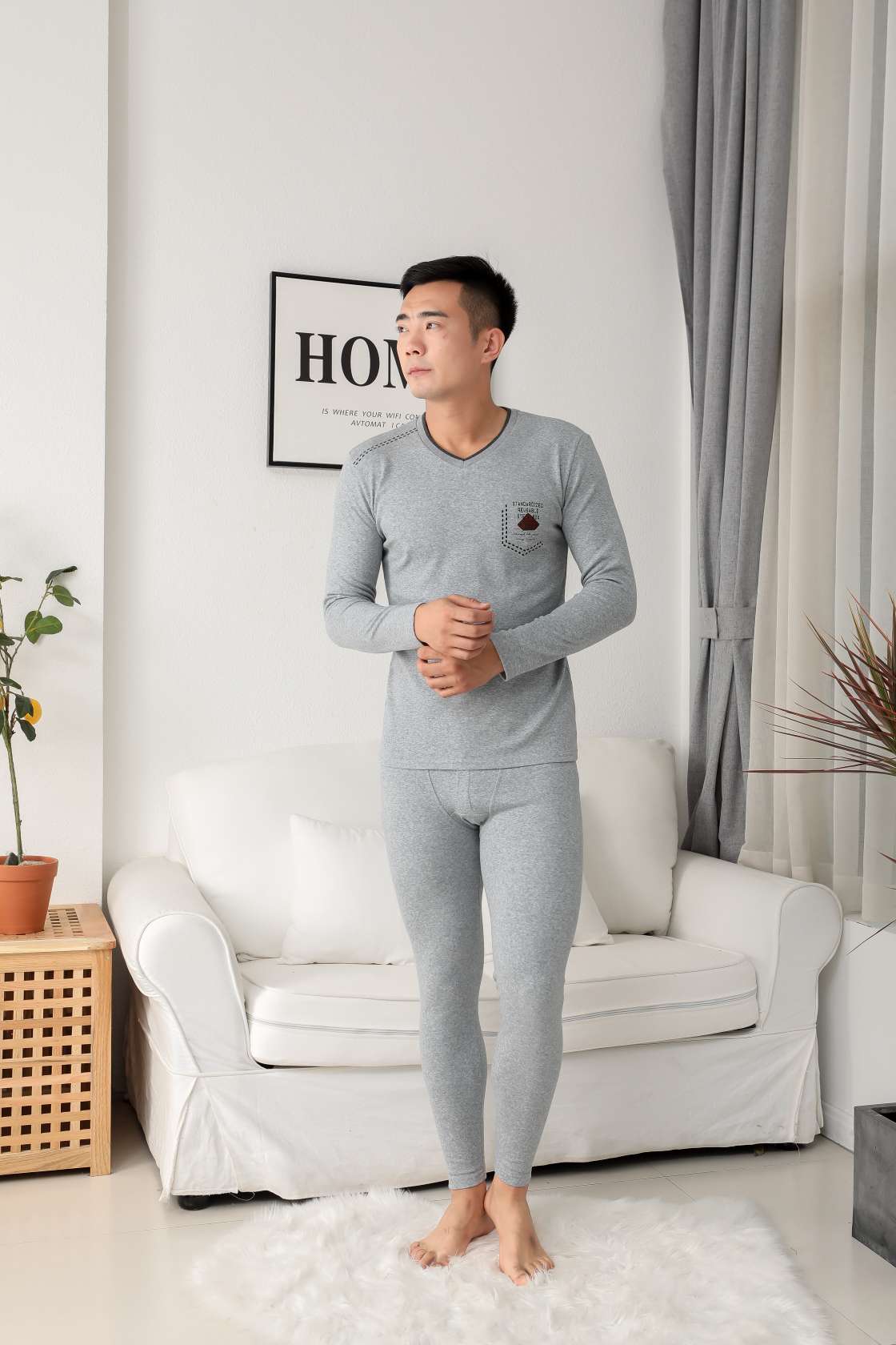1117# Men's Thin Thermal Underwear Set Comfortable Breathable Long Johns