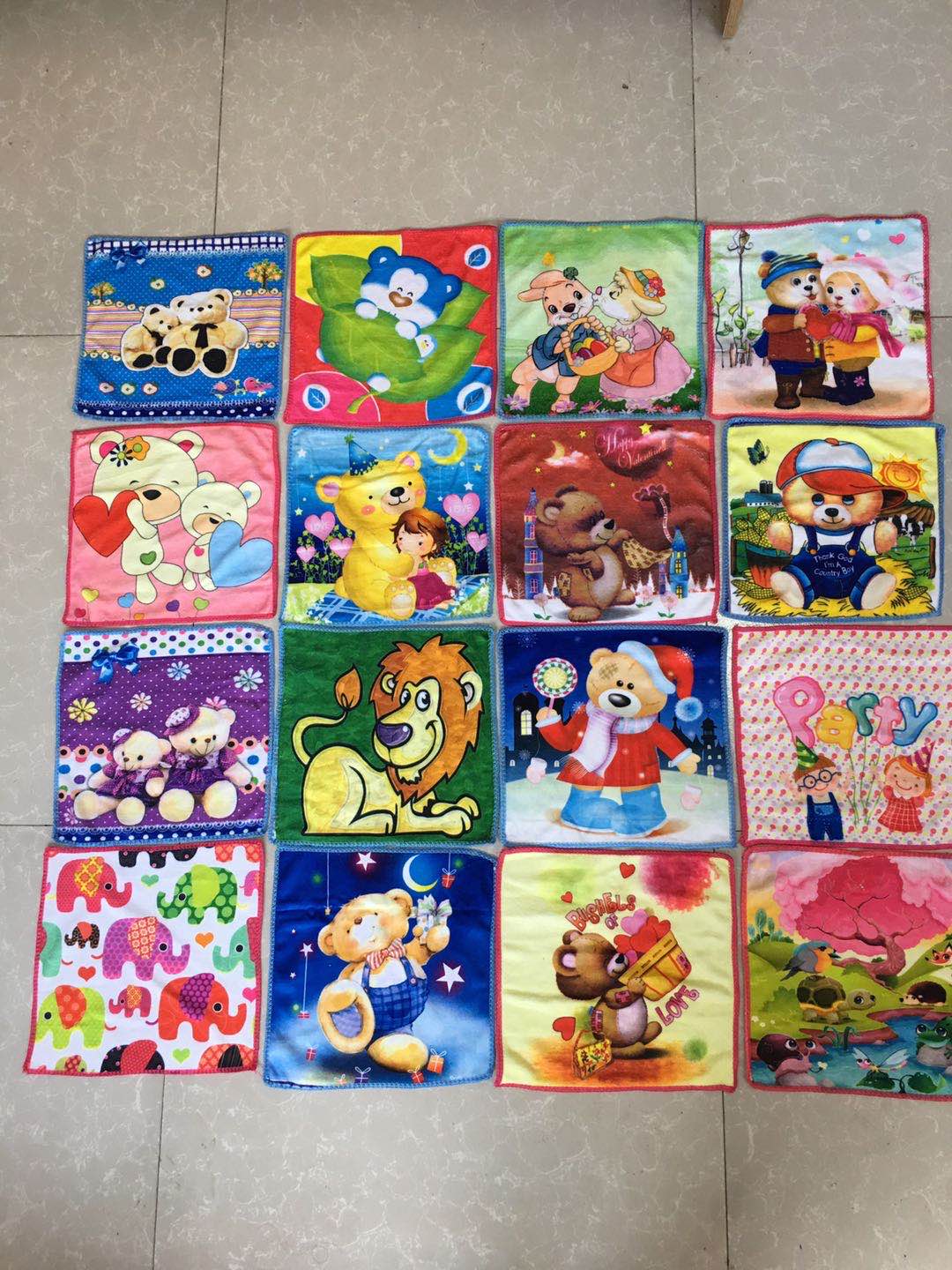 25*25 printed cartoon fiber square towel
