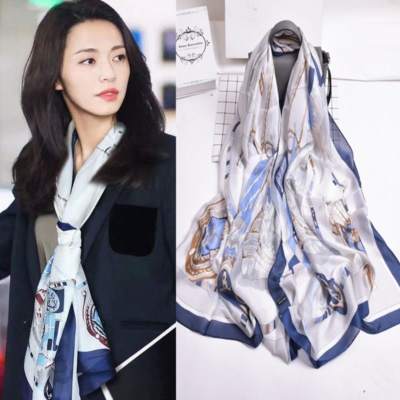 2020 New Silk Scarf Female Korean Version Long Hangzhou Silk Winter Shawl Silk Scarf Thin Silk Scarf Application Scenario