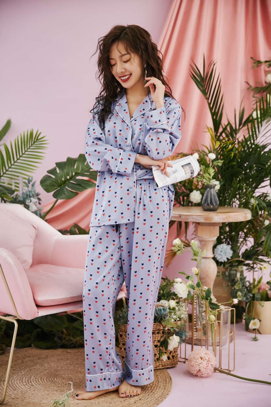 Silk Pyjamas Two Piece Set Item Picture