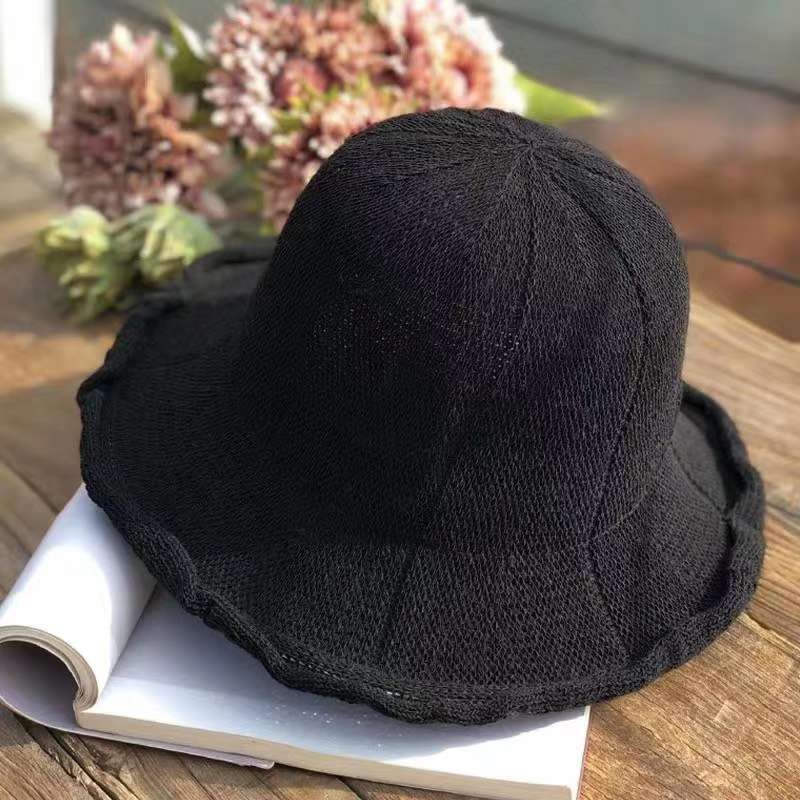 黑色渔夫帽子女士太阳沙滩夏季防晒防紫外线韩版潮牛奶丝盆帽遮阳草帽