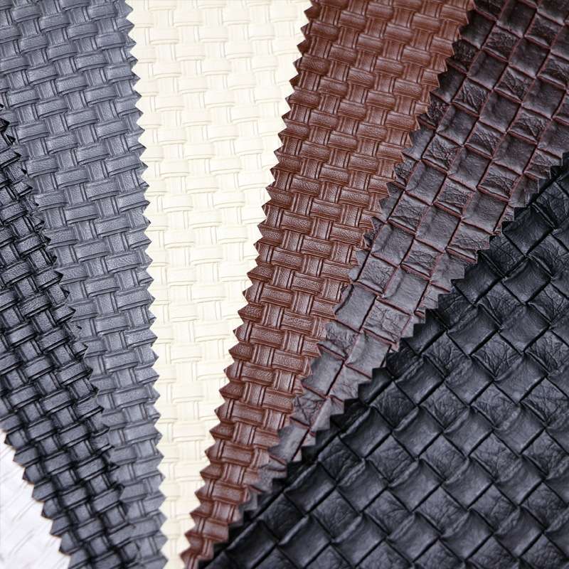Retro two-color woven pattern antique packaging leather notebook and bag fabric, checkered pattern leather fabric Specification image