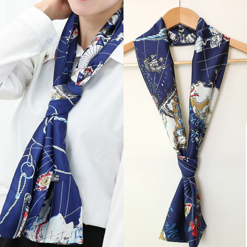 Small Silk Scarf Summer Neck Thin Sunscreen Thin Narrow Small Strip To Suit Women Korean All Decorative Scarf Scarf Scarf undefined