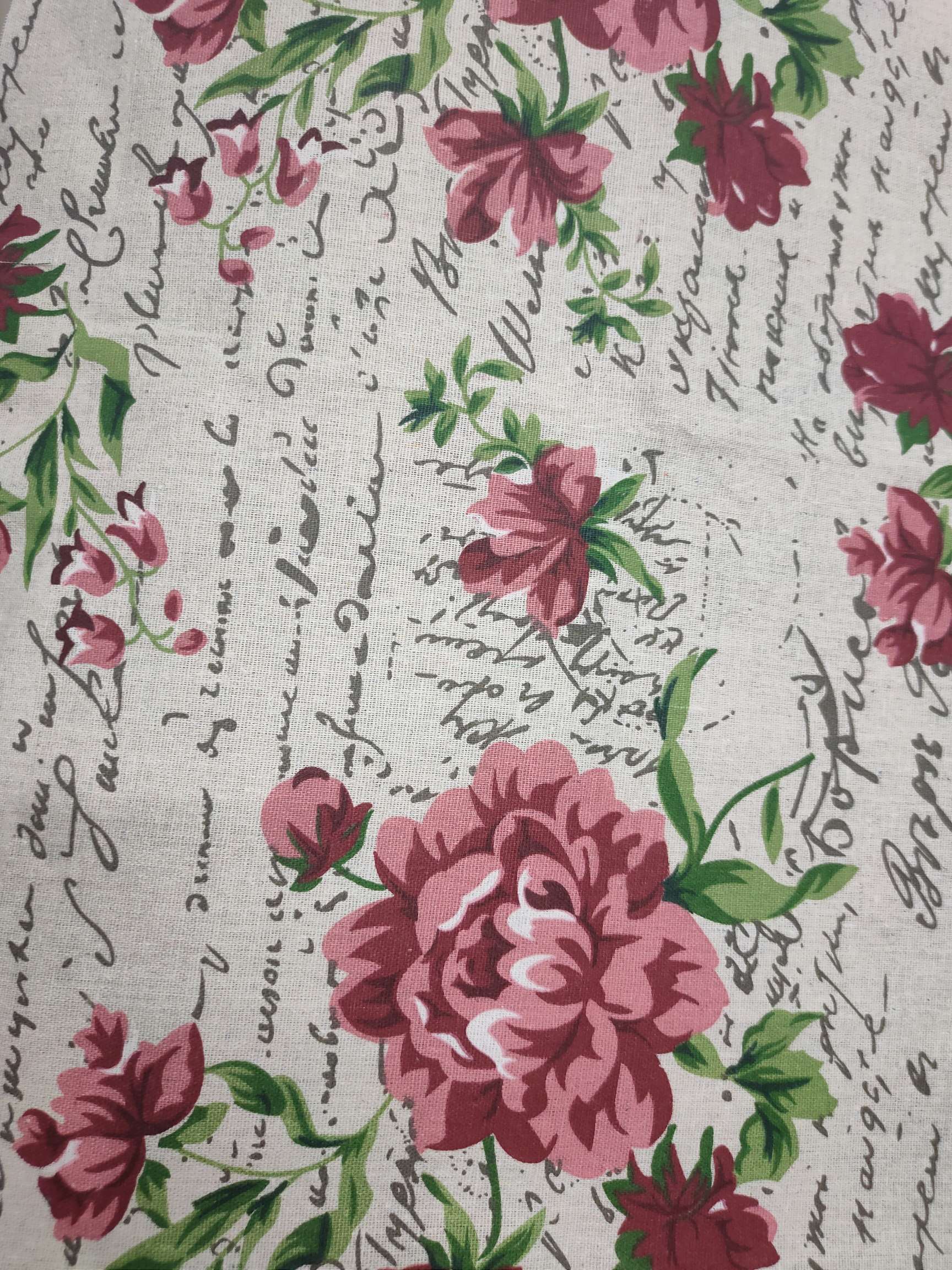 Cotton and linen print, black stripes with red flamingos undefined