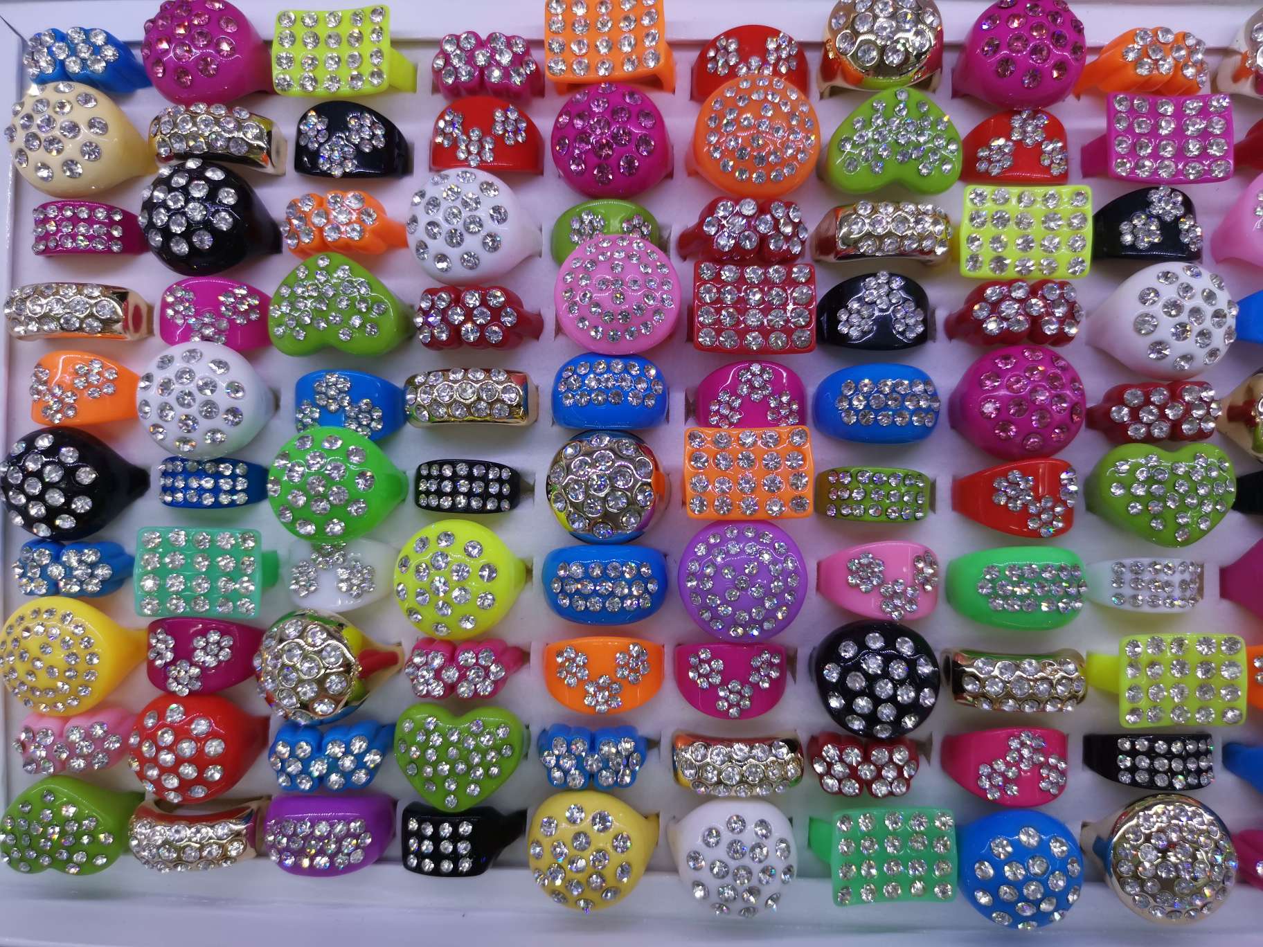 Colorful resin rhinestone ring popular jewelry