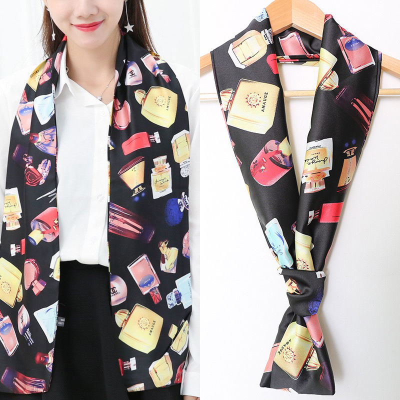 Small Silk Scarf Summer Neck Thin Sunscreen Thin Narrow Small Strip To Suit Women Korean All Decorative Scarf Scarf Scarf details Picture