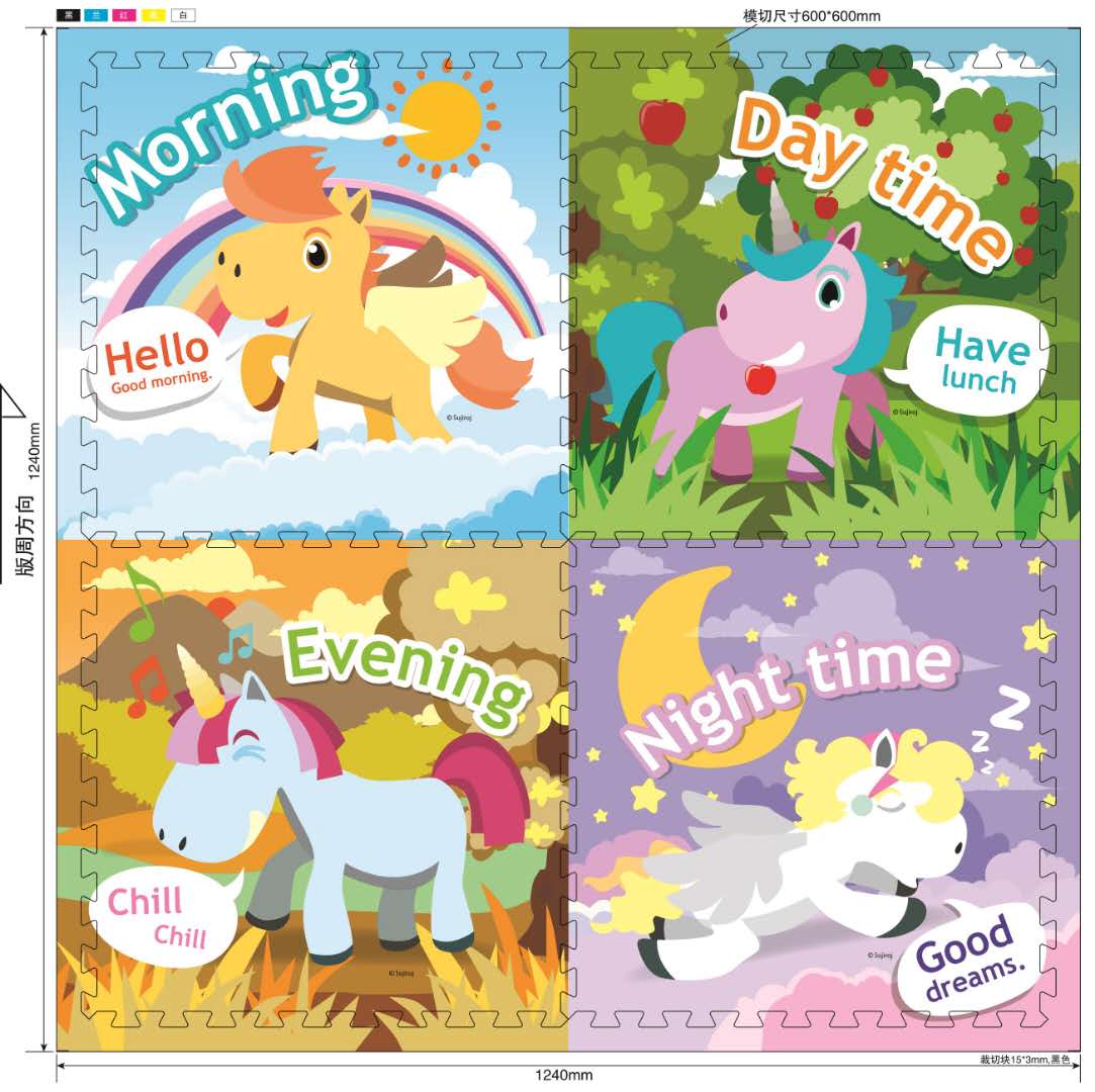 1.0cm eco-friendly EVA cartoon puzzle floor mat, children's patchwork mat, cartoon picture puzzle floor mat Specification drawing