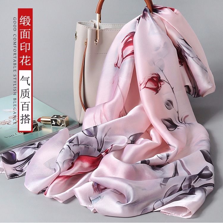 Silk Scarf Female Korean Version Long Hangzhou Silk Winter Shawl Scarf Scarf Scarf Scarf Thin Super Beach Scarf Scarf undefined