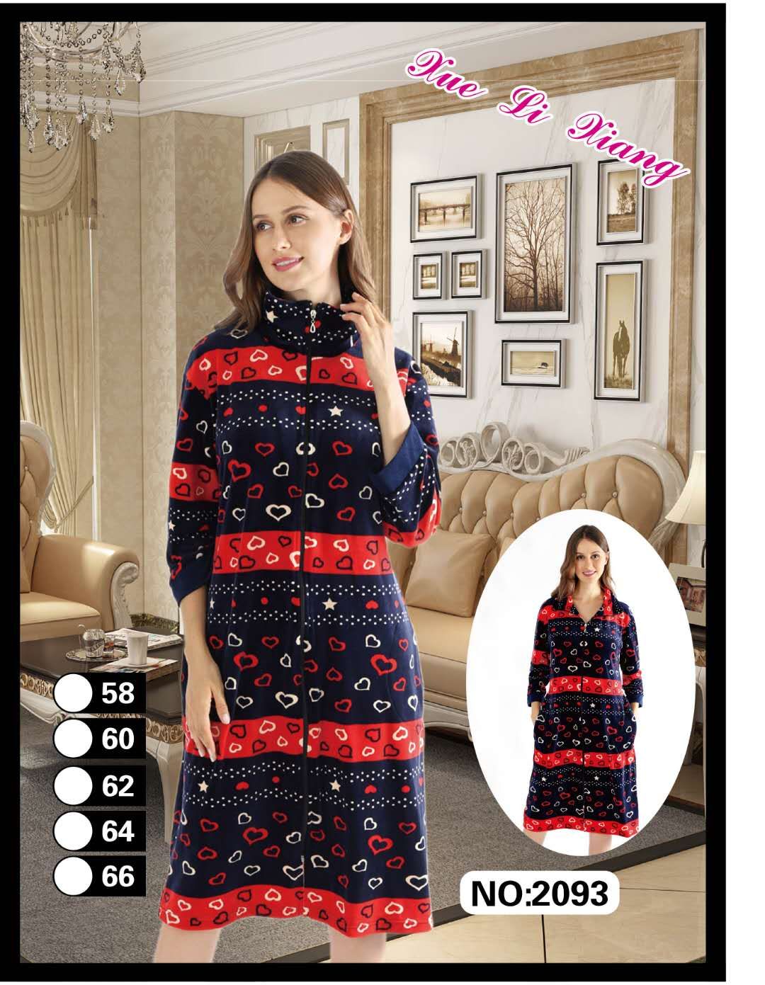 Plate-size ladies, autumn and winter seven-inch long-sleeved long dresses, square and round collars, Central Asian and Middle Eastern style home pajamas