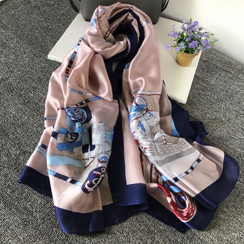 Silk Scarf Female Korean Version Long Hangzhou Silk Winter Shawl Scarf Scarf Scarf Scarf Thin Super Beach Scarf Scarf undefined