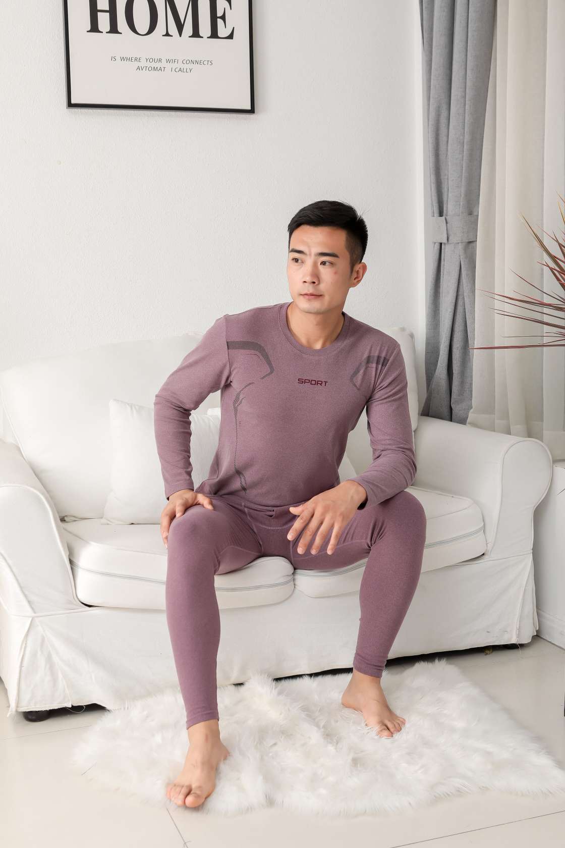 7170# Men's Thin Thermal Underwear Set Comfortable Breathable Long Johns