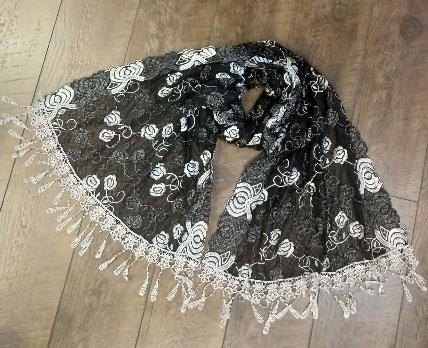 Lace scarf Embroidery scarf color scarf shawl