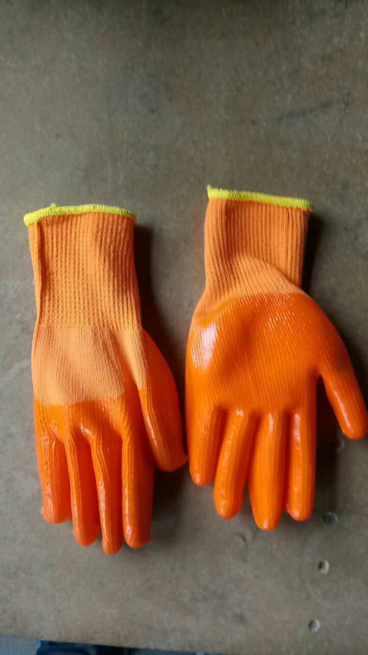 Wool ring PVC gloves non-slip wear resistant durable thick construction sites can be used orange