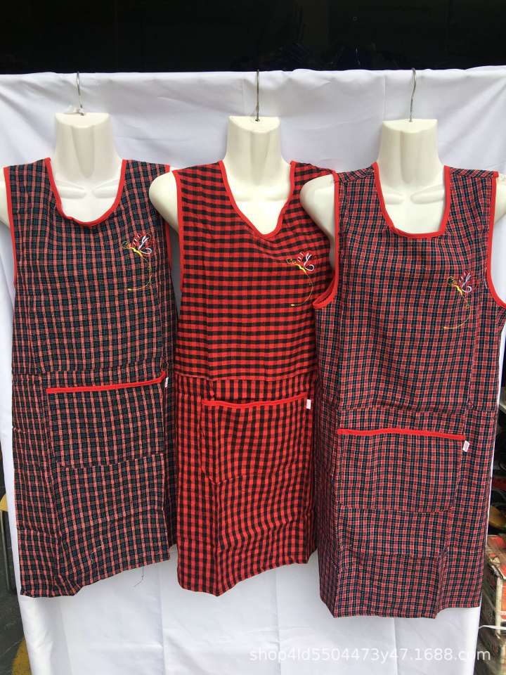 New fashionable home textile adult all-cotton apron, kitchen anti-stain cotton checkered thickened vest and waistcoat