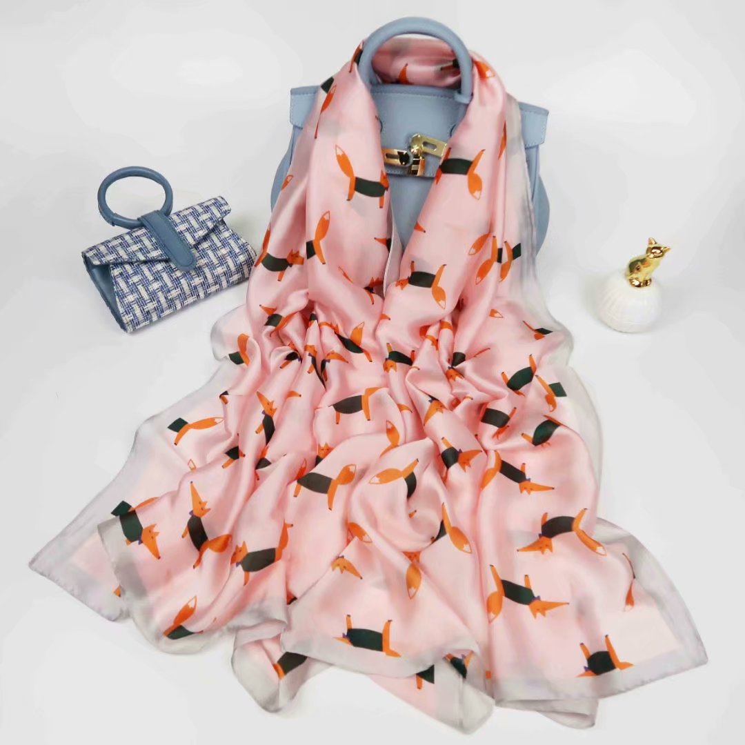 Silk satin long towel little fox thumbnail