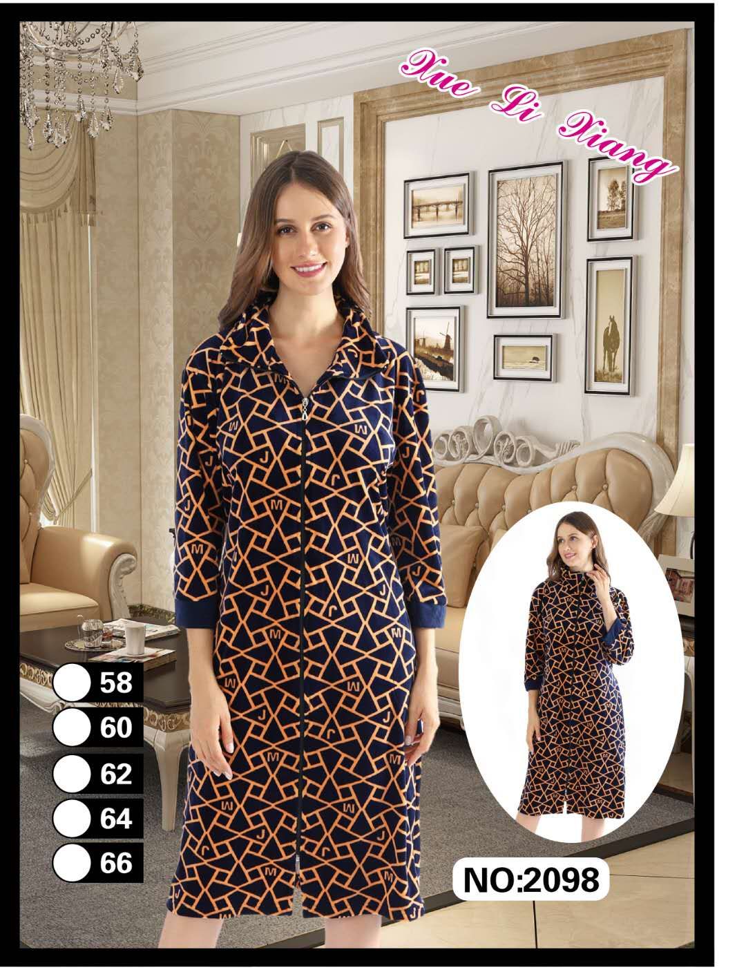 Large-sized, oversized women's autumn and winter seven-inch long-sleeved long dress, square collar, round collar, Central Asian and Middle Eastern style home pajamas