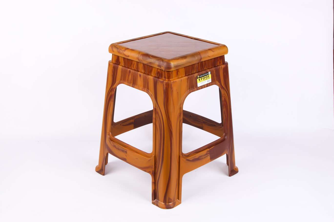 Factory direct sales of wood-grain thickened, shock-resistant and anti-slip stools, high-quality home plastic stools, adult four-legged square stools details Picture