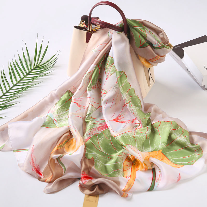 2020 New 90*180 Silk Scarf Female Korean Version Long Hangzhou Silk Winter Shawl Thin Silk Scarf