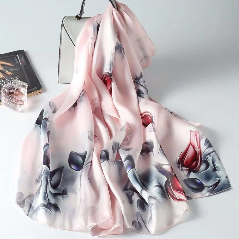 2020 New Silk Scarf Female Korean Version Long Hangzhou Silk Winter Shawl Scarf Scarf Scarf Thin Scarf undefined